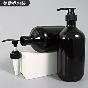 Black Round Shoulder 1000ml Lotion <b>Bottle</b> With <b>Pump</b> For Body Care Products - Product Image 2