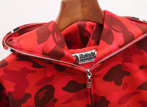 Felpa con Cappuccio e Zip Camouflage Shark 2026, 100% Cotone, Unisex, Stile Streetwear, Alta Qualità, Bapees - Product Image 3