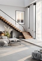 Escalier superposé moderne de luxe en verre, bois et métal