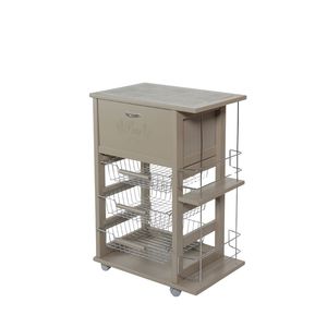 Carrito de Cocina MASLEGNO, Moderno y Resistente, de Madera Maciza de Haya, con Porta Pan y Botellas, Ruedas de Plástico y Asas de Hierro, Ideal para Hogares Compactos - Product Image 3