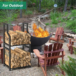 Wholesale 2-Tier Steel <b>Firewood</b> <b>Rack</b> Holder with Hanging Hooks Outdoor Patio Heavy Duty and Rust-Resistant Easy Assembly - Product Image 6