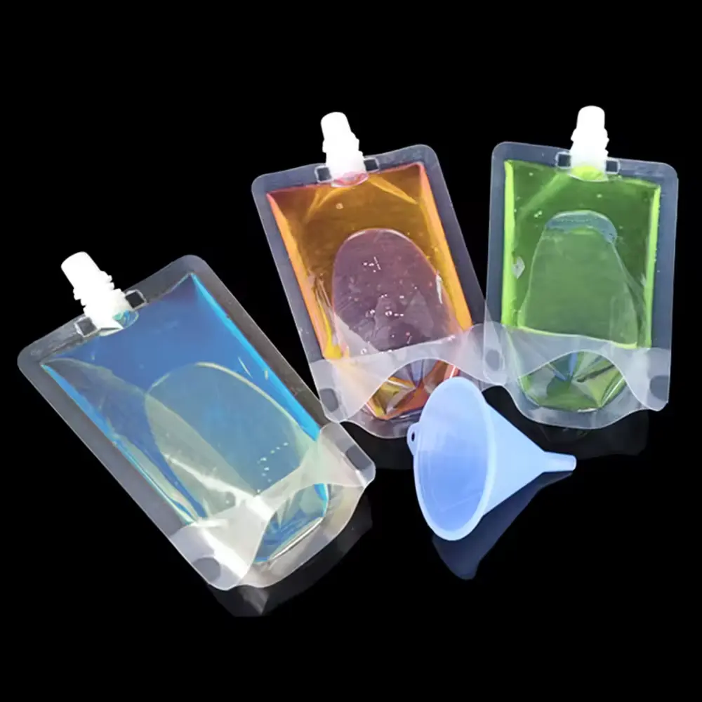 Mini 50ml Stand Up Drinking Package Bag Transparent Spout Pouch for Beverage Milk Liquid Bag Ready to Ship