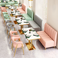 Meubles de restaurant, minimalisme moderne, personnalisable, table en bois massif avec plateau en marbre, structure en métal, ensemble table et chaises pour les cafés, les salons de thé