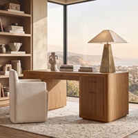 Bureau de direction en bois cannelé FERLY, bureau moderne pour la maison ou le bureau, avec tiroirs de rangement pour la salle d'étude