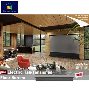 XYScreen 80-150 inch 4K ALR Tab Tensioned Motorized Floor Rising Up Projector Screen with Wireless 12V Trigger Port & Control