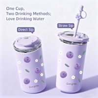 C214 Nouveau gobelet à double usage de 500ml avec logo personnalisé Tasse à café isolée sous vide en acier inoxydable 316 Vente en gros Bouteille thermos élégante