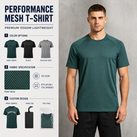 T-shirt de sport en maille pour homme, 155 GSM, nylon et élasthanne, manches raglan, séchage rapide, pour fitness et course à pied, personnalisable, vente en gros