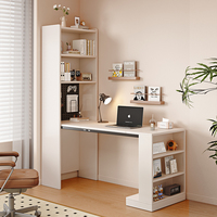 Bureau pliant en bois massif avec étagère intégrée, bureau d'ordinateur d'angle pour petit appartement, extensible pour l'écriture à domicile ou pour les étudiants