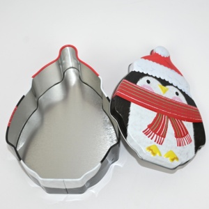 Cute Penguin Christmas Irregular Shaped <b>Tin</b> Can Food Grade Metal Gift <b>Tin</b> for <b>Chocolate</b> Sweets - Product Image 4