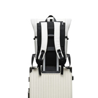 Sac à dos personnalisable en PU à enroulement, grande capacité, imperméable, style à bords roulés, pour étudiants, voyage et ordinateur portable