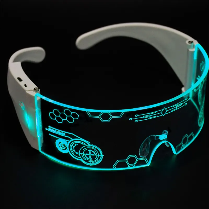 Customize Cyberpunk Rechargeable Led Light Up Colorful Flashing Glasses for party Rave Glow in Dark Led Flashing Glasses