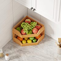 Panier à fruits d'angle en bambou à 3 niveaux, support de comptoir de cuisine, organisateur de rangement pour fruits et légumes, pour oignons, pain, collations, pommes de terre