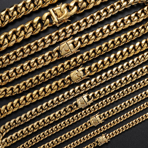 Cadena de Acero Inoxidable de 6-8-10 - 12-14-18 mm, Collar Hip Hop para Hombre, Cadena Cubana Brillante, Cadena Redonda Pulida, Moda Tanjing - Product Image 3