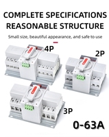 Interrupteur de transfert automatique MINGTUO MTQ1M-63 4P triphasé AC 380V 10kA, capacité de coupure élevée, matériau ABS, double alimentation, industriel