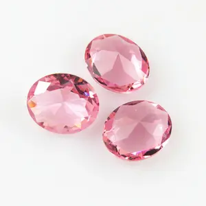 Jewelry Making Glass Stone Oval Faceted Cut Loose Gemstones Synthetic Pink Glass Stone For Jewelry
