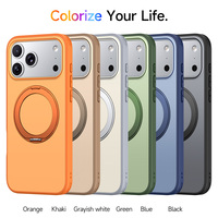 Étui magnétique mat premium effet seconde peau pour iPhone 18 17 16 15 Pro Max Air Plus avec support anneau rotatif, coque de protection en TPU + PC