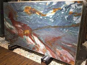 Luxe Poli <span class=keywords><strong>Bleu</strong></span> Luise Quartzite Nature Pierre <span class=keywords><strong>Bleu</strong></span> Vangogh Quartzite Comptoir Île - Product Image 2