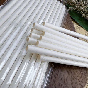 Cannucce di Carta Bianche Biodegradabili Ecologiche Monouso per Frappè, Produzione di Fabbrica - Product Image 1