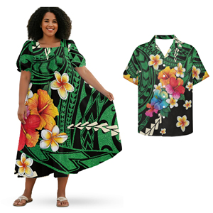 Hợp Thời Trang Polynesian Phong Cách Châu Á & Thái Bình Dương Đảo Phù Hợp Vài Trang Phục Hawaii <span class=keywords><strong>Luau</strong></span> Người Đàn Ông Áo Sơ Mi Phụ Nữ Cổ Điển Phù Hợp Và Bùng Váy - Product Image 4