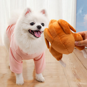 Eco-Friendly <b>Squeaky</b> Roast <b>Chicken</b> Plush Dog Toy with Cartoon Design Polyester Material - Product Image 1