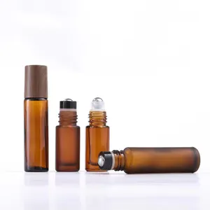 High Quality Amber 10ML Glass Roll On Bottles With Black Housing Stainless Steel Roller Ball for Essential Oils