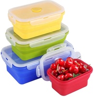 Liitoksilicone — boîte à Lunch pliable, lot de 4, sans BPA, lave-vaisselle en Silicone, conteneurs de stockage des aliments avec couvercles