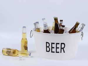 12L Beverage Tub White <strong>Painted</strong> Large Ice Bucket Wine Beer Bucket Metal Beer <strong>Cooler</strong> - Product Image 5