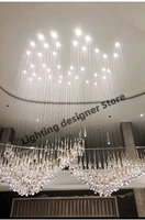 Candelabro LED creativo para Hotel, sala de estar, escaleras, lujosa lámpara colgante de techo grande, candelabros largos de gota de lluvia de estilo nórdico
