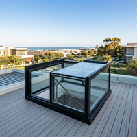 Fenêtre de toit coulissante en verre en forme de L en aluminium moderne pour escalier de toit, entrée, terrasse sur le toit, utilisation en projet étanche