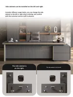 Ensemble de chaise de bureau de direction avec armoire latérale, mobilier de bureau moderne minimaliste, table de direction