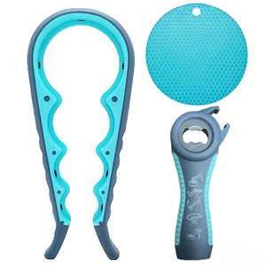 Ensemble d'ouvre-bouteilles multifonctionnel en silicone avec logo personnalisable pour ouvrir facilement les bouteilles <span class=keywords><strong>de</strong></span> bière, les bocaux, les tire-bouchons en métal inoxydable - Product Image 1