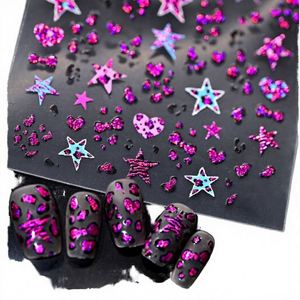 Autocollant pour ongles personnalisé de luxe avec logo 3D en feuille d'or, design étoile, lune, cœur - Product Image 3