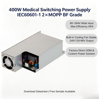 Adaptateur d'alimentation médical à refroidissement par air forcé 400W, prise secteur, sortie DC 24V/48V