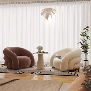 Sofá de tela estilo crema individual con relleno de esponja, apartamento pequeño adecuado para sala de estar o tienda de ropa, área de descanso - Product Image 4