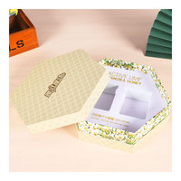 Emballage de chocolat personnalisé en bois recyclé de luxe, boîte à glissière hexagonale avec compartiment