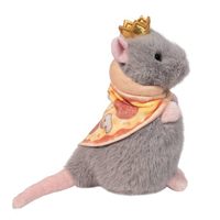 Peluche souris Pizza King avec couronne et cape, jouet en peluche doux pour enfants, adorable peluche souris grise