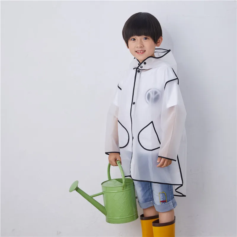 Одежда для маленьких детей; Модные чистый прозрачный с длинным капюшоном Edge прозрачный водонепроницаемый пончо от дождя куртка плащи для мальчиков и девочек