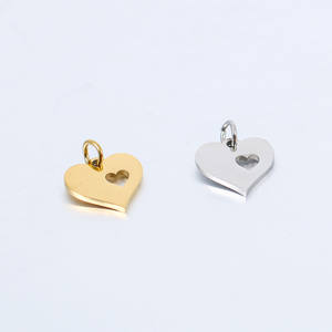 Jingxiang acero inoxidable espejo-Acabado ahuecado doble Corazón y melocotón totalmente pulido pequeño colgante Diy hecho a mano <span class=keywords><strong>Tita</strong></span> - Product Image 2