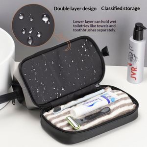 Neceser de Viaje para Hombre, Bolsa de Aseo Impermeable de Doble Capa, Bolsa Organizadora de Cosméticos Portátil para Viajes de Negocios, Campamentos al Aire Libre - Product Image 3