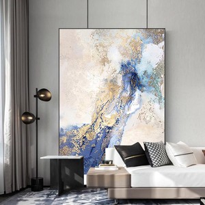 Abstract Oil <b>Painting</b> Hand Painted Rectangle Metal <b>Frame</b> Gold Edge Living Room Wall Art Decor Entrance Hall Hanging Artwork - Product Image 3