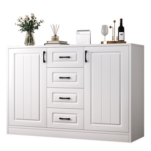 Living Room Cabinet White <b>Storage</b> Sideboard <b>With</b> <b>Drawers</b> And Doors For Home Organization - Product Image 5