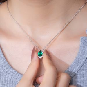 Joyería Messi MSN-636, Colgante de Esmeralda Cultivada en Laboratorio de 18K, Diseño de Pera, para Fiesta/Mujer - Product Image 4