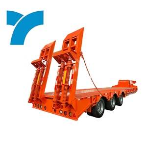 Semi-remorque surbaissée en acier robuste de 80 tonnes, 3/4 essieux, à ressorts, à rampe, faible entretien, pour charges lourdes, expédition immédiate, fournisseur chinois - Product Image 4