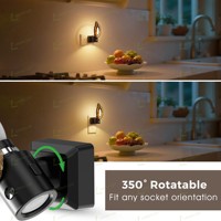 LOHAS 350 °   Lampe de nuit rotative à brancher, base C7, LED sans flamme, intensité réglable, décorative en cristal, pour chambre à coucher