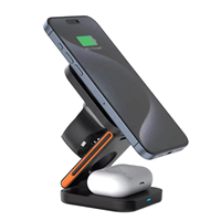 Support de charge sans fil rapide 15W, chargeur PD Type-C, station d'accueil magnétique multifonction intégrée, station d'accueil pour écouteurs