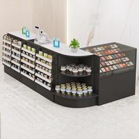 Comptoir de caisse de supermarché intégré d'occasion, vitrine à tabac, étagère de vente au détail combinée, petit bureau de caisse, magasin de proximité