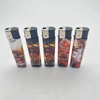 Logo personnalisable imprimé mince 78.1mm Rechargeable électronique flamme briquet réglable Butane torche pour Cigarettes en plastique
