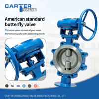 Válvula de Mariposa ANSI WCB CF8 SS316 Tipo Wafer con Brida de Engranaje Manual, Sellado Suave Concéntrico para Agua y Gas, API 3A/DIN/ISO Clase 150/Clase 300