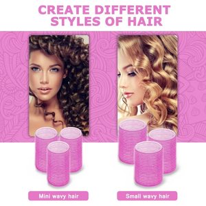 플라스틱 자체 접착 자홍색 헤어 롤러 세트 고정 핀 치아 헤어 컬러 롤러 후크 루프 테이프 - Product Image 4