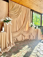 Voilage simple en tissu de soie de lait extensible à motif floral pour rideau de fond à passe-tringle, rideau élégant et romantique pour décoration de mariage